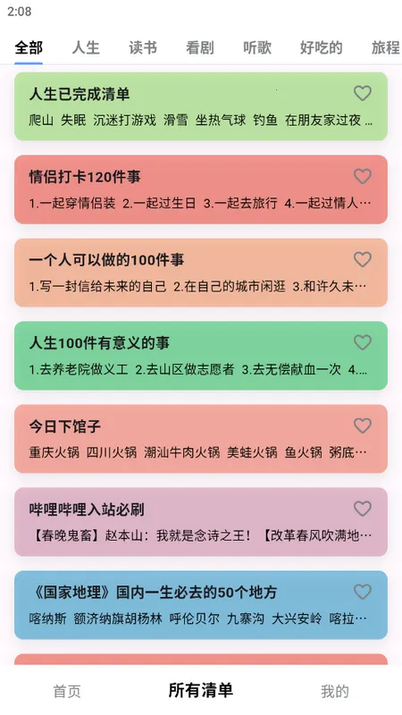 ���������嵥(�����ƻ��嵥)