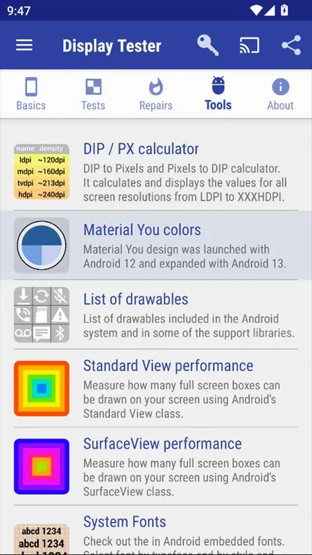 displaytester(手机屏幕检测工具) displaytester(手机屏幕检测工具)